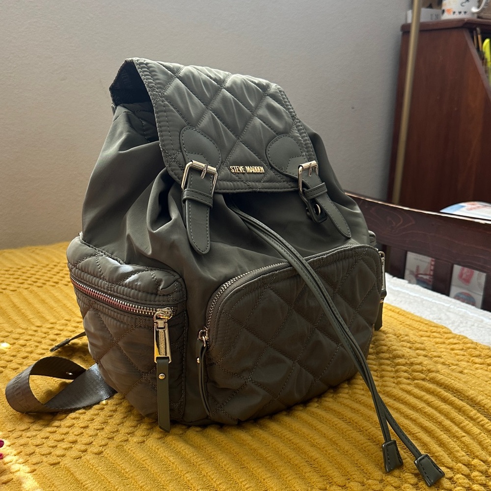 Steve Madden Quilted Green Backpack